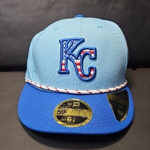 Kids Patriotic KC Royals Fitted Cap Size 6 7/8